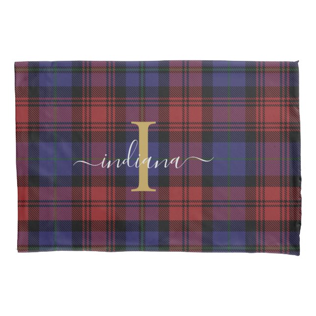 Xadrez Tartan Check Monograma Personalizado (Frente)