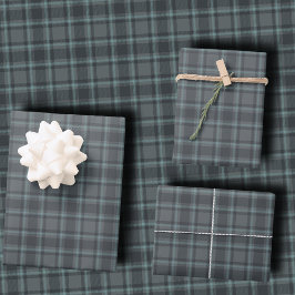 Xadrez Tartan Cinza Carvão Escuro e Verde Água Mal