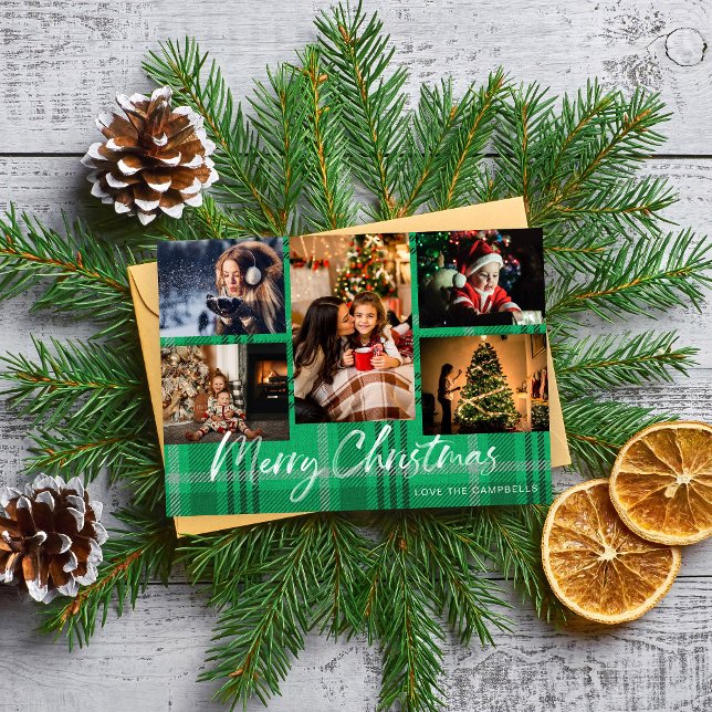 Xadrez Verde 5 Feliz Foto de Natal (Criador carregado)