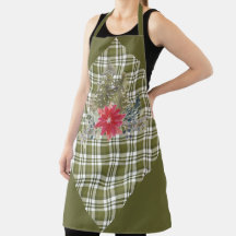 Xadrez Verde e Árvores de Natal Apron