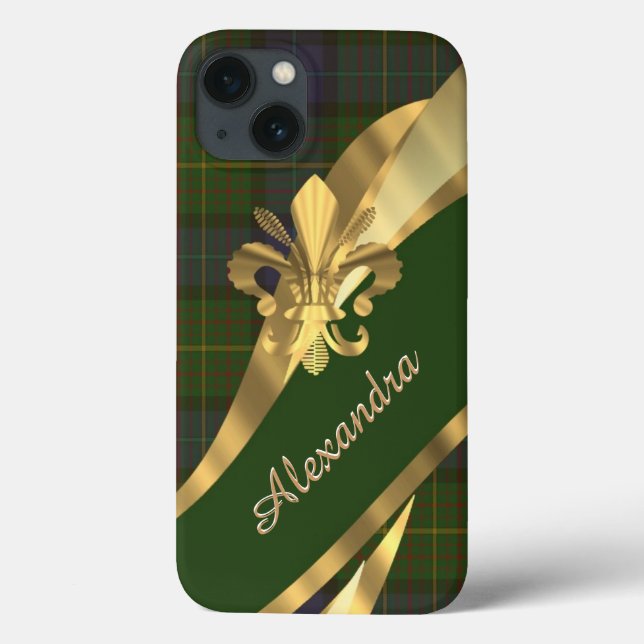 Xadrez verde-tartã elegante personalizada (Verso)