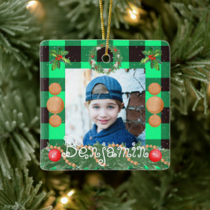 Xadrez Verde Vintage e Ornamento de Fotos de Camin