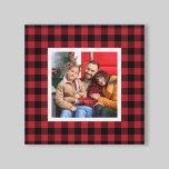 Xadrez Vermelha Buffalo Farmhouse Canvas de Natal<br><div class="desc">Esta canvas de arte de Natal estilo fazenda apresenta um espaço de fotos de família quadrado personalizado,  formado por um cheque de búfalo vermelho e preto / fundo com padrão de xadrez. Dica da foto: recorte sua foto em forma quadrada antes de carregar.</div>