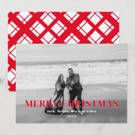 Xadrez vermelha e branca Feliz Natal