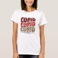 Xadrez Vermelha e Camiseta Cupida Impressa Leopard