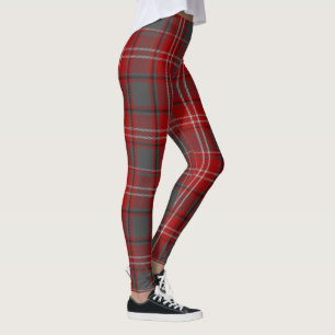 Xadrez Vermelha  Escocesa Leggings Pants Cinza