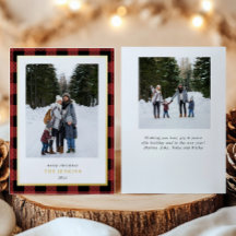 Xadrez Vermelha Moderna de Buffalo Natal Duas Foto