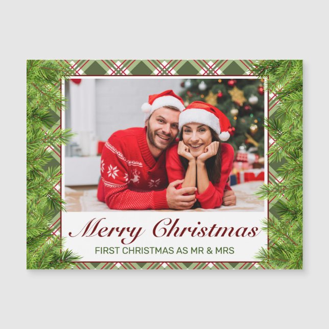 Xadrez Vermelha Verde e Foto Pine Feliz Natal (Frente)