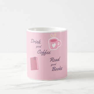 Xícara de Café Amante de Livros Rosa Fofa