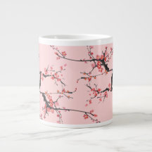Xícara de Café Artística Floral Sakura Rosa - Esti