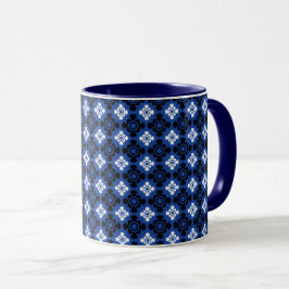 Xícara de café azul e branca