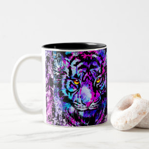 Xícara de café azul   Rosto de Tigre Roxo
