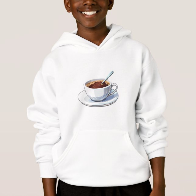 Xícara de café branca em um pires cheio de café (Frente)