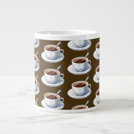 Xícara de café branca em um pires cheio de café