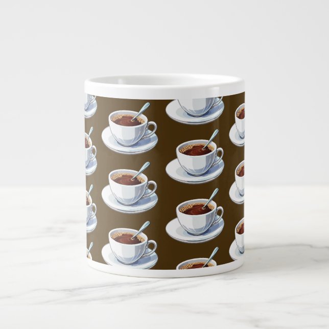 Xícara de café branca em um pires cheio de café (Frente)