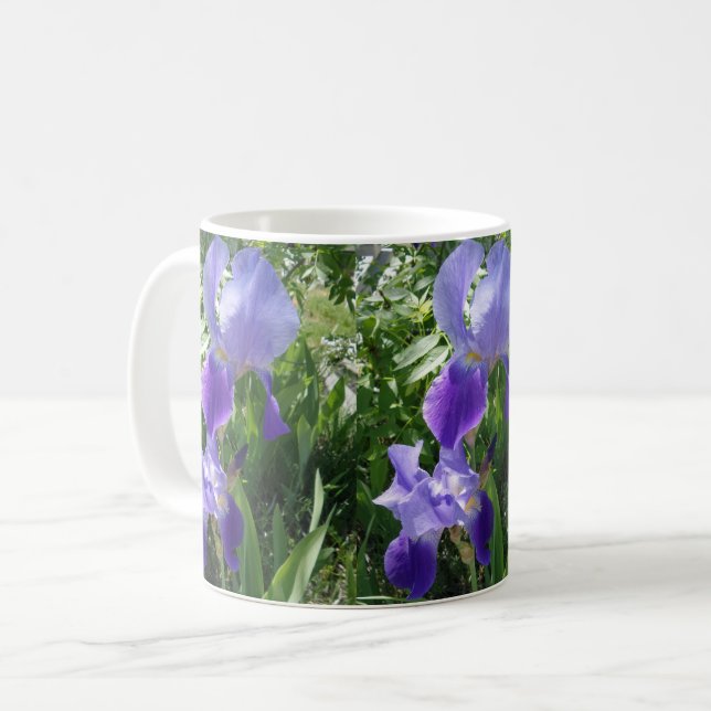 Xícara de café branca-flor-roxa (Frente Esquerda)