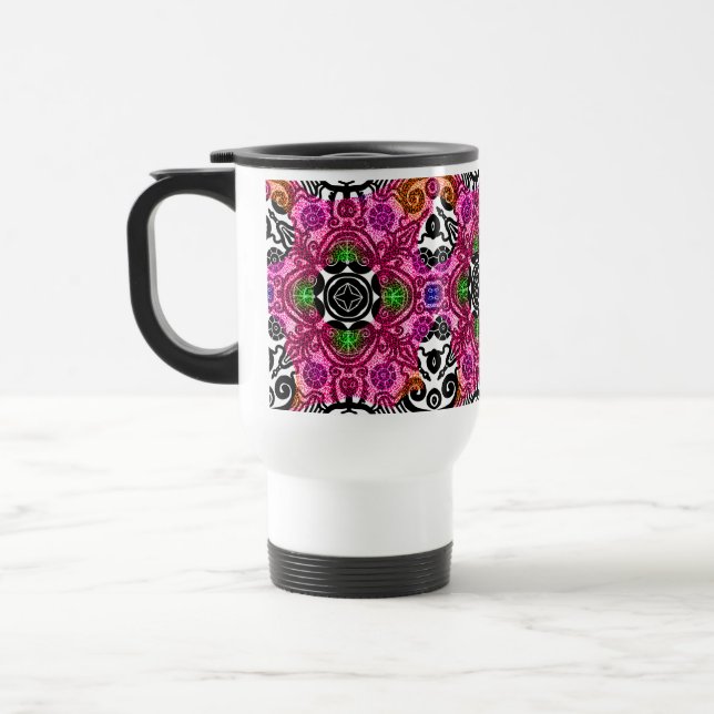 Xícara de café caneca mandala presente rosa floral (Esquerda)