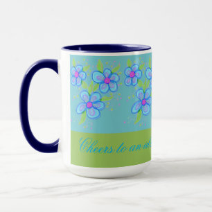 Xícara de café com Flor Azul