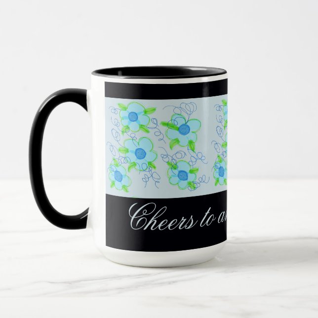 Xícara de café com Flor Azul (Esquerda)
