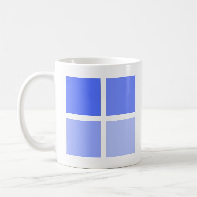 Xícara de Café com Padrão de Quadrado Azul Simples (Esquerda)