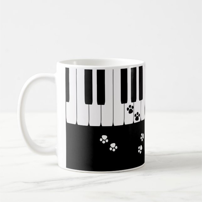 Xícara de café com teclas de piano e patas de gato (Esquerda)