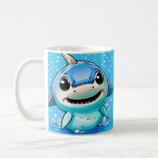 Xícara de café com tubarão