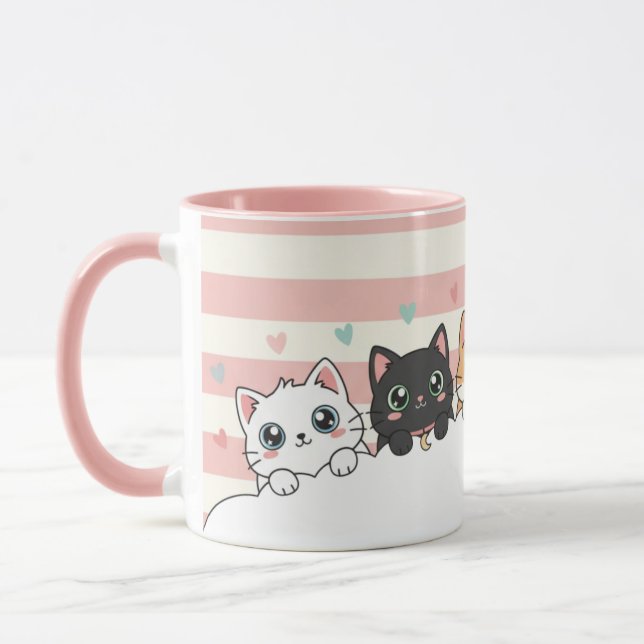 Xícara de Café de Gato de Desenho Adorável (Esquerda)