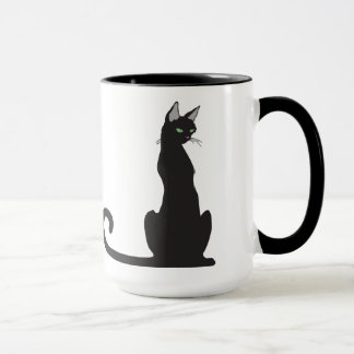 Xícara de café de gato preto