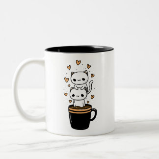 Xícara De Café De Gatos Kawaii Fofa Caneca De Duas