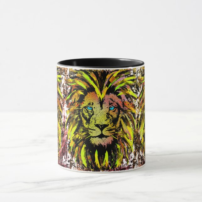 Xícara De Café De Leão Amarelo - Lion Face Mug (Centro)