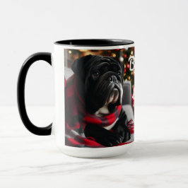 Xícara de Café de Natal do Buldogue Negro
