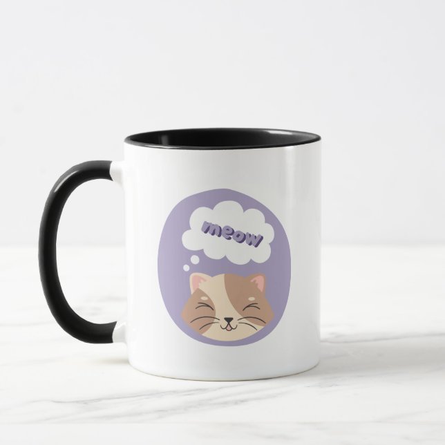 Xícara de Café Design de Gato Roxo Fofo (Esquerda)