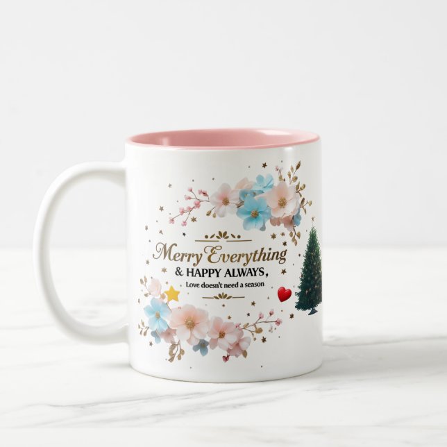 Xícara de café elegante com flores para as festas (Esquerda)
