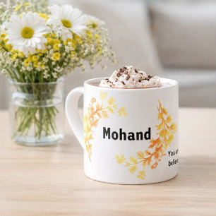 Xícara de Café Espresso Personalizada Nome Dourado
