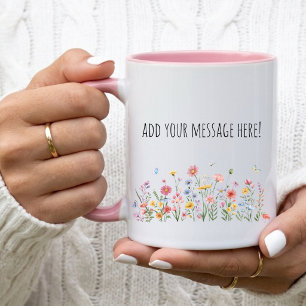 Xícara de Café Floral, Caneca de Mensagem de Texto