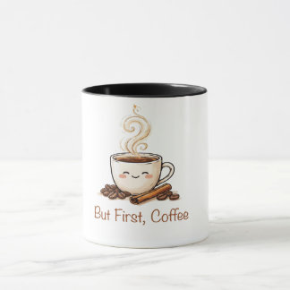 Xícara de Café Fofa com Grãos de Café & Canela