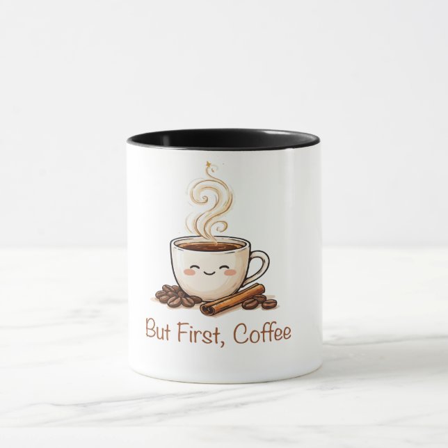 Xícara de Café Fofa com Grãos de Café & Canela (Centro)