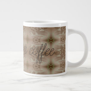 Xícara de café gigante na Design flórica marrom
