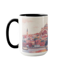 Xícara de Café Mesquita Bonita e Paisagem Urbana d