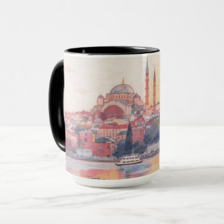 Xícara de Café Mesquita Bonita e Paisagem Urbana d
