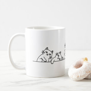 Xícara de Café Minimalista para Amantes de Gatos P