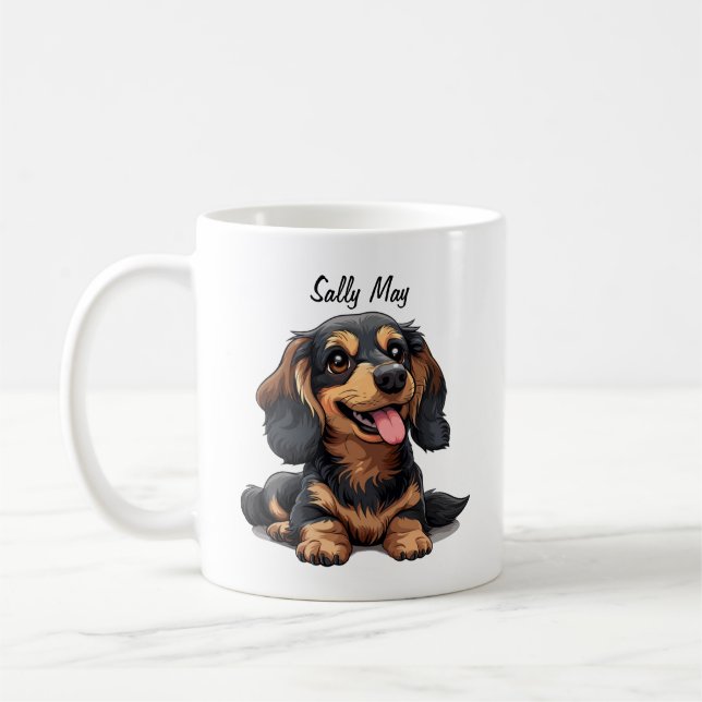 Xícara De Café Personalizada Com Filhote De Dachsh (Esquerda)
