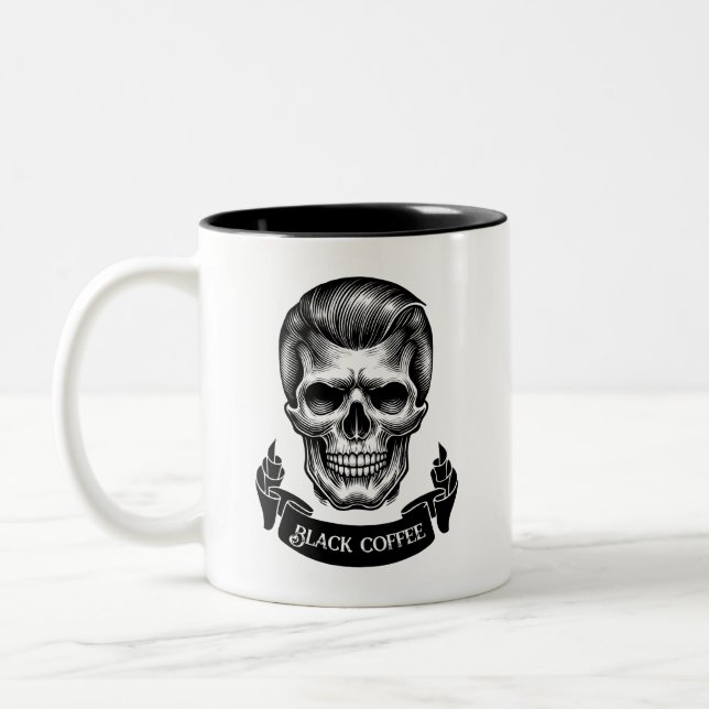 Xícara de café preto e branco (Esquerda)