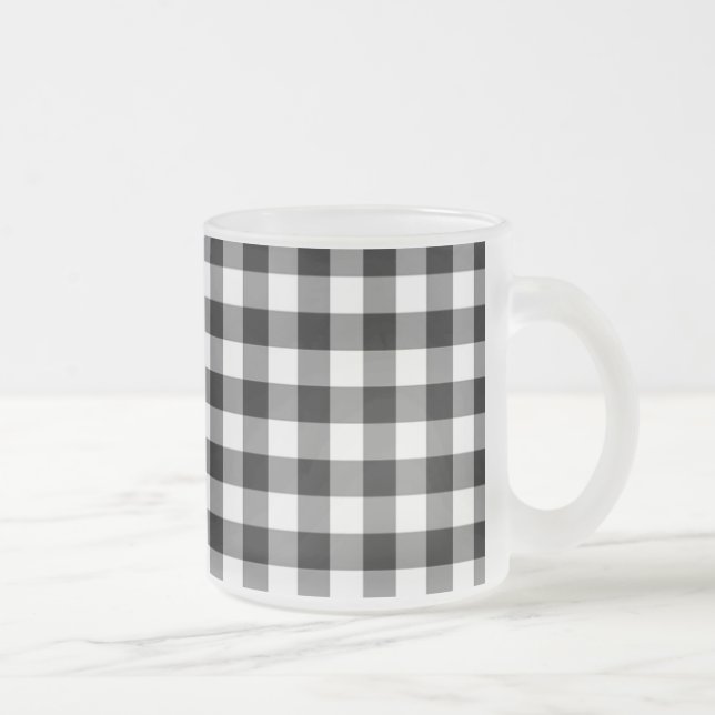 Xícara de café preto e branco Gingham (Direita)