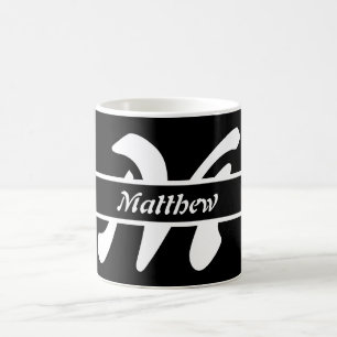 Xícara de café preto e Cinza, monogramada