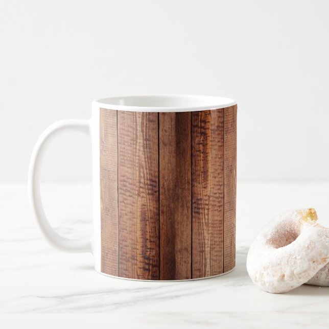 Xícara de café Rustic Wood-look (Com Donut)