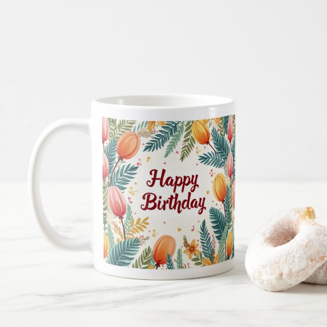 xícara de caneca de aniversário feliz (Com Donut)