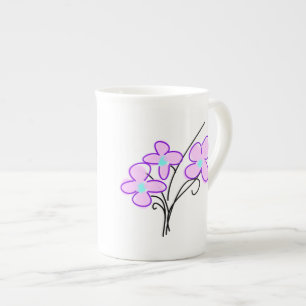 Xícara de chá delicada rosa buquê de porcelana óss