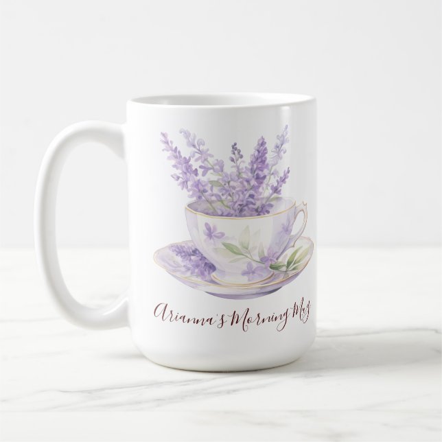 Xícara de chá floral de lavanda rústica (Esquerda)