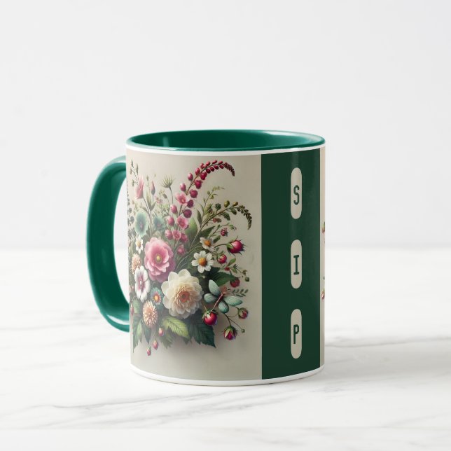Xícara de Elegância e flores Mug (Frente Esquerda)